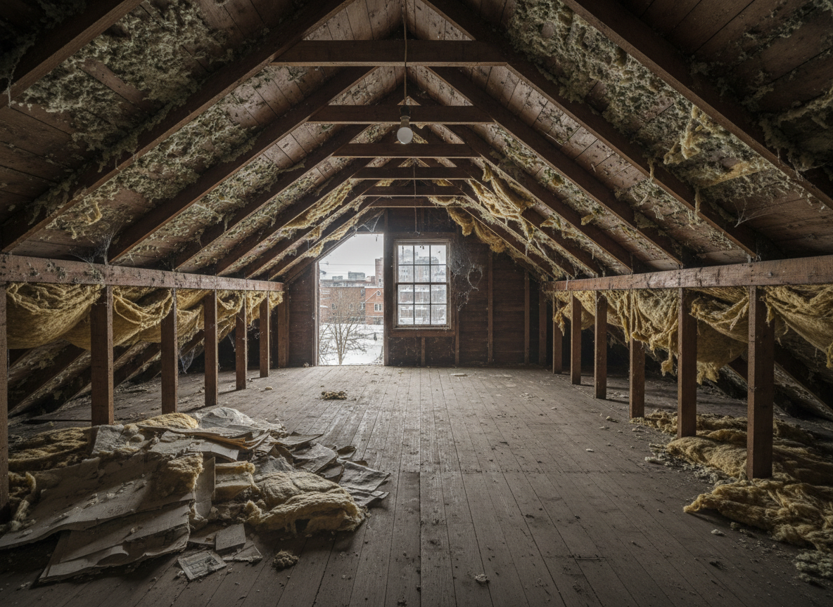 Attic Mold and Poor Insulation in 1920s Rochester Homes