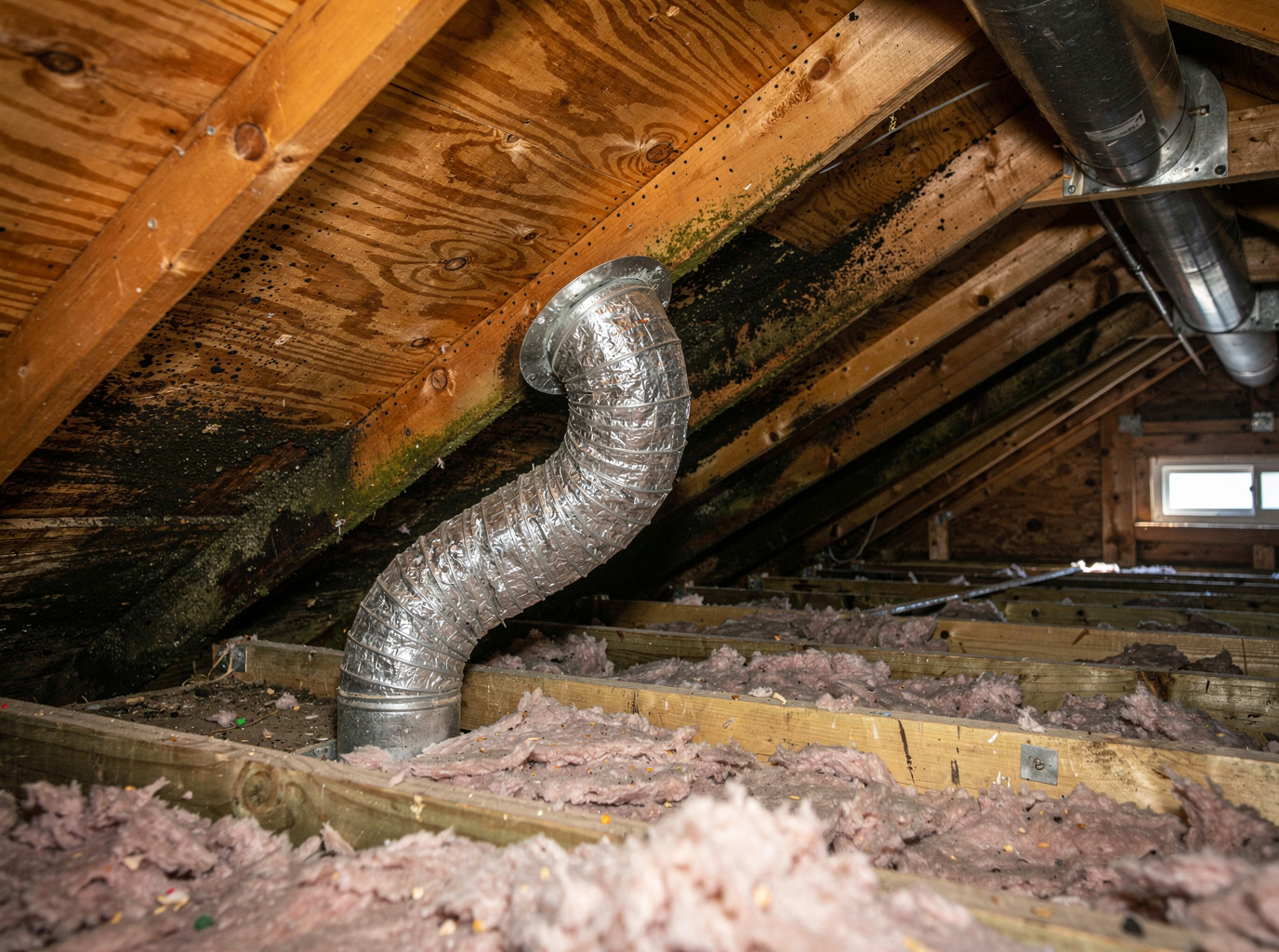 Mold in Attics With Bathroom Exhaust Fans Vented Wrong